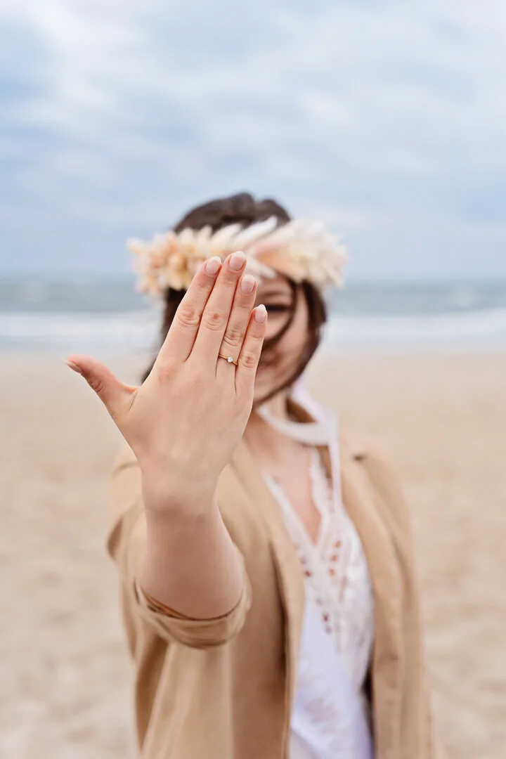 Hen party accessories and group photographs on the beach